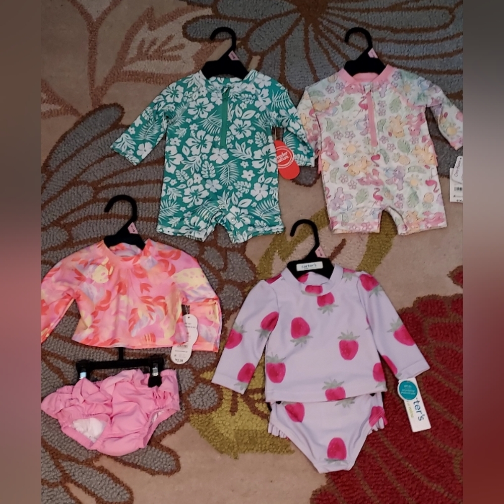 Lot of 4 toddler girl's bathing suits size 0-3 months, $56 value